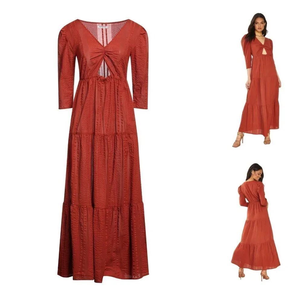 Urban Outfitters Glamorous Cutout Maxi Dress in Rust Size 4 NWT $89